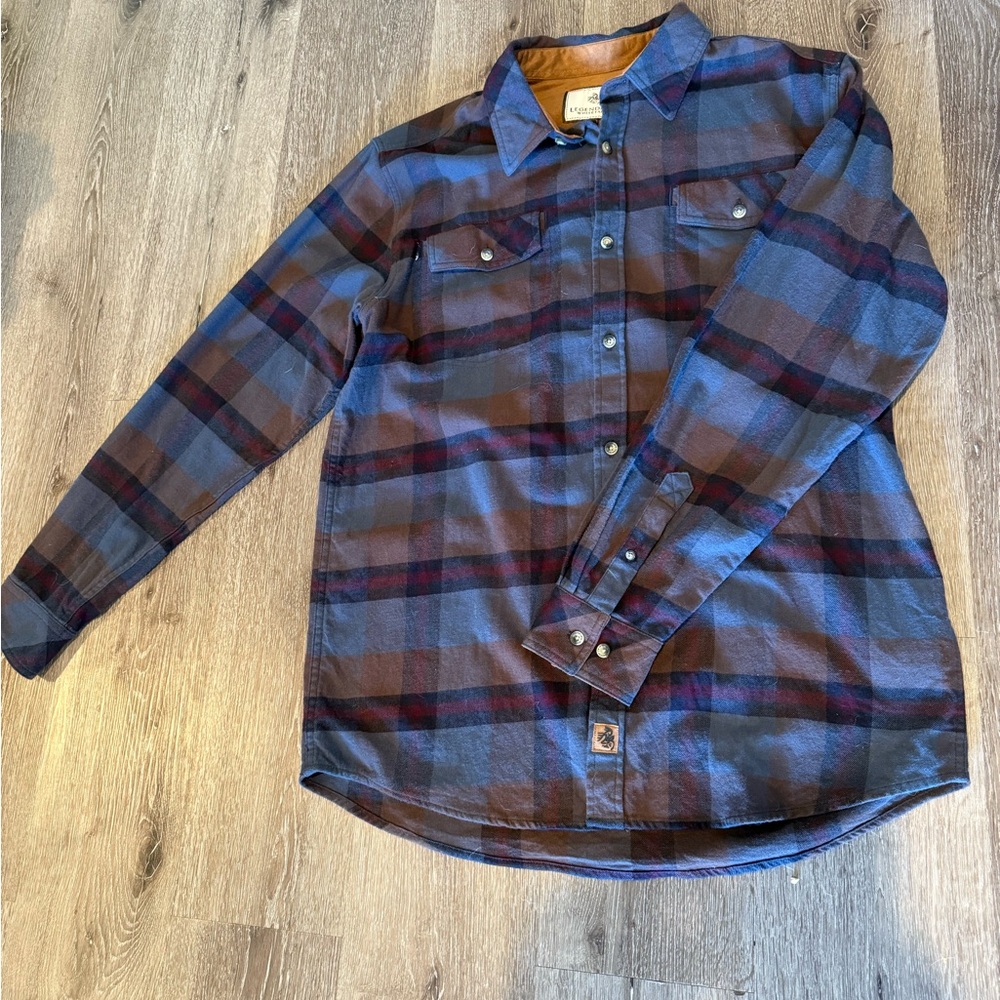 Legendary Whitetails Men's Navy and Brown Plaid Shirt